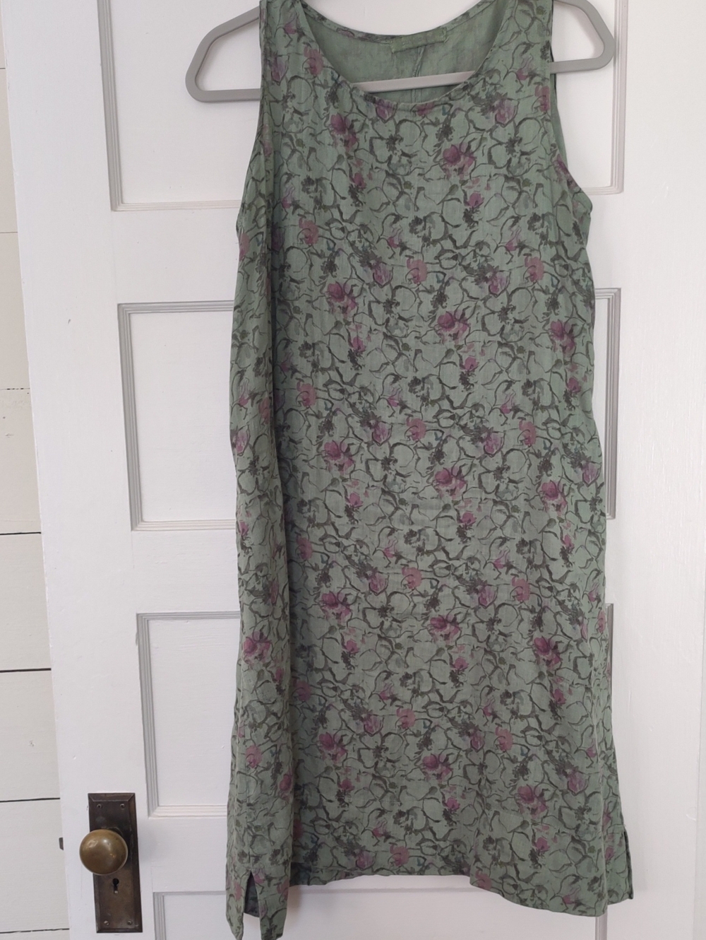 cut loose Linen Sage Green Floral Sleeveless Dress